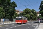 Trolejbus 9Tr 3136 v ulici Údolní v rámci zkušebních jízd